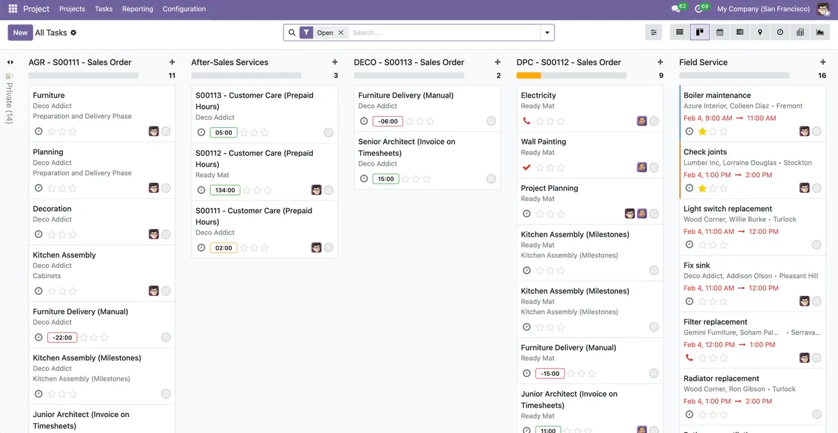 Interfata Odoo - Project & Field Service